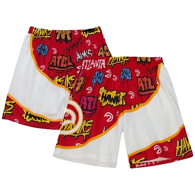 Men's Mitchell & Ness  Red Atlanta Hawks 1998-99 Hardwood Classics Slap Sticker Swingman Shorts