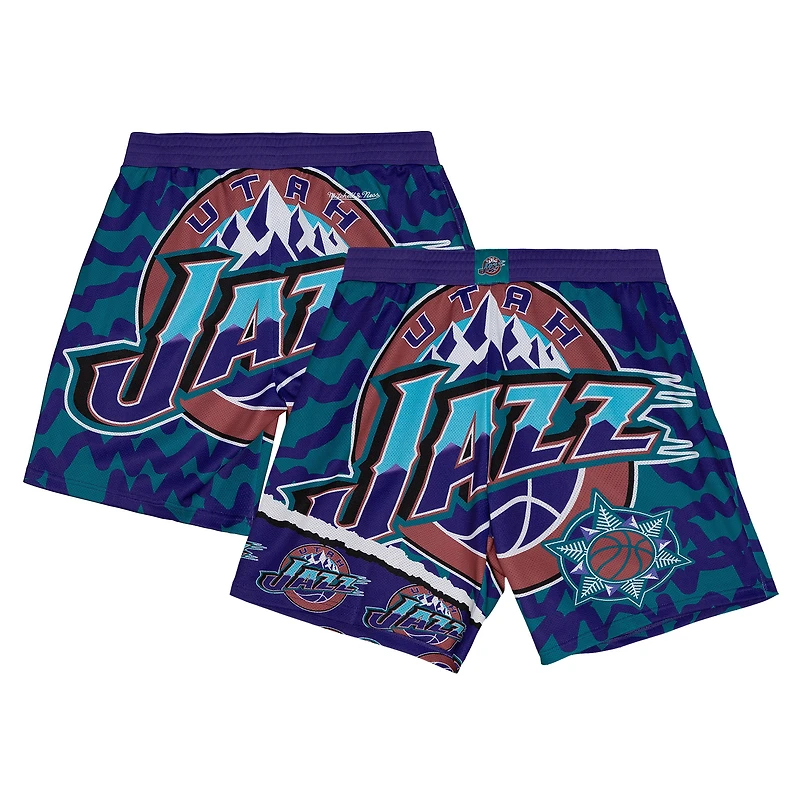 Men's Mitchell & Ness  Turquoise/Purple Utah Jazz Jumbotron 2.0 Sublimated Shorts