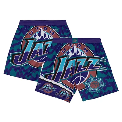Men's Mitchell & Ness  Turquoise/Purple Utah Jazz Jumbotron 2.0 Sublimated Shorts