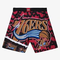 Men's Mitchell & Ness  Black Philadelphia 76ers Jumbotron 2.0 Sublimated Shorts