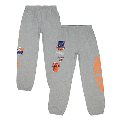 Men's Mitchell & Ness  Heather Gray New York Knicks Champ City Fleece Jogger Pants