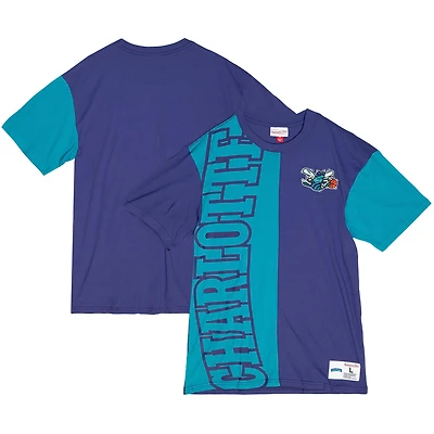Men's Mitchell & Ness  Teal/Purple Charlotte Hornets Play By Play 2.0 T-Shirt