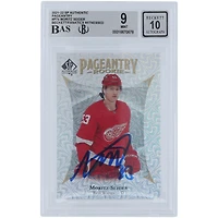 Moritz Seider Detroit Red Wings Autographed 2021-22 Upper Deck SP Authentic Pageantry #P-74 Beckett Fanatics Witnessed Authenticated 9/10 Rookie Card