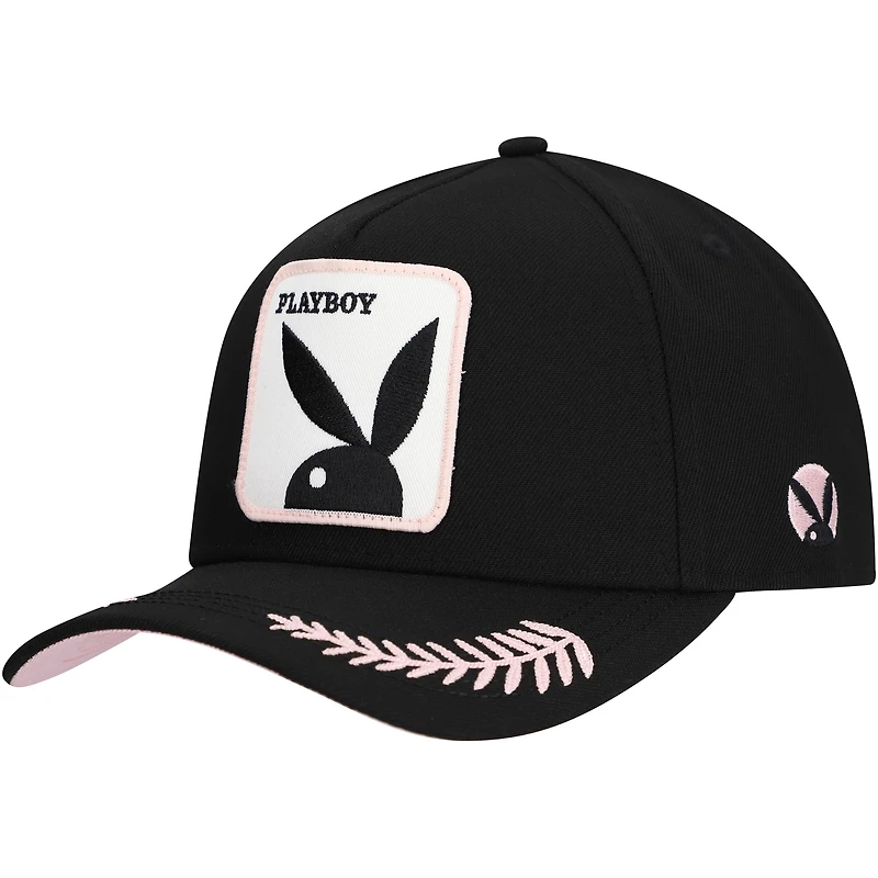 Men's Black Playboy Logo A-Frame Adjustable Hat