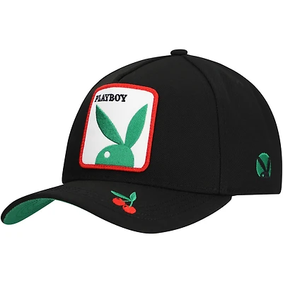 Men's Black Playboy Cherry A-Frame Adjustable Hat