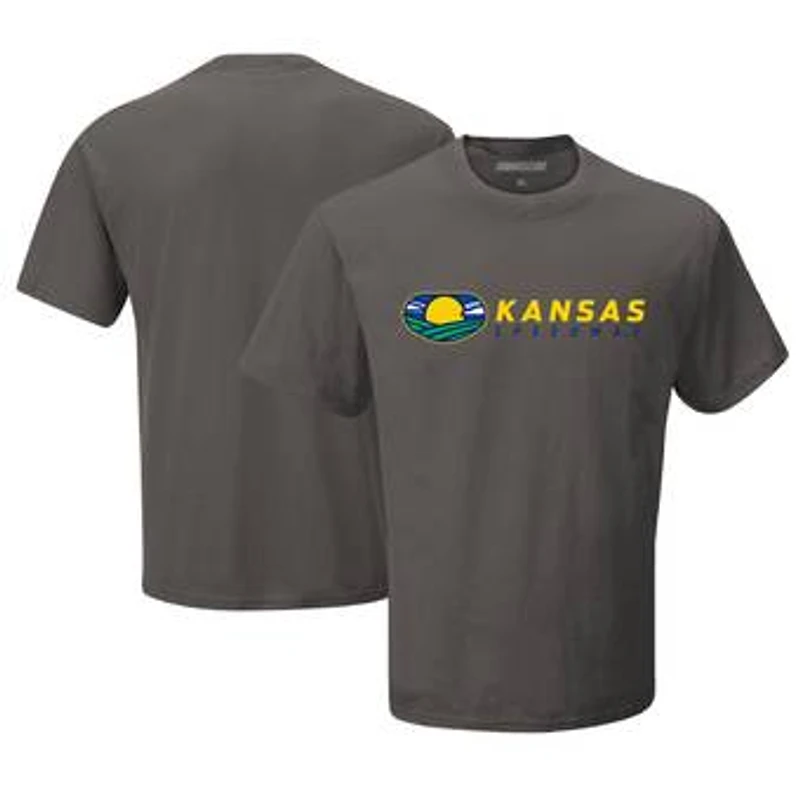 Men's Checkered Flag Sports Charcoal Kansas Speedway Track Logo T-Shirt