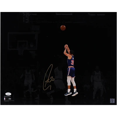 Stephen Curry Golden State Warriors Autographed 16" x 20" Shooting vs. New York Knicks Spotlight Photograph - Signed in Gold Ink - JSA