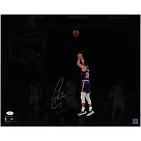 Stephen Curry Golden State Warriors Autographed 16" x 20" Shooting vs. New York Knicks Spotlight Photograph - Signed in Gold Ink - JSA