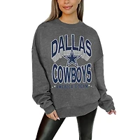Women's Gameday Couture Charcoal Dallas Cowboys Oversized Long Weekend Premium Fleece Drop Shoulder Pullover Sweatshirt