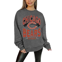 Women's Gameday Couture Charcoal Chicago Bears Oversized Long Weekend Premium Fleece Drop Shoulder Pullover Sweatshirt