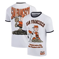 Men's Ripple Junction White Peanuts San Francisco Baseball Ringer T-Shirt