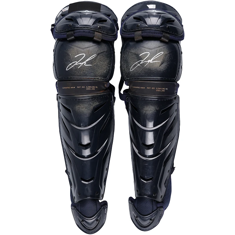 Jose Trevino New York Yankees Autographed Game-Used Navy Shin Guards from the 2023 MLB Season - RG13309095-96