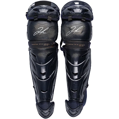 Jose Trevino New York Yankees Autographed Game-Used Navy Shin Guards from the 2023 MLB Season - RG13309095-96