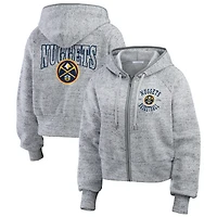 Women's WEAR by Erin Andrews Heather Gray Denver Nuggets Speckled Radiator Full-Zip Hoodie