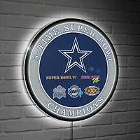 Dallas Cowboys Five-Time Super Bowl Champions XL Round LED Wall Sign