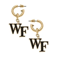 Women' CANVAS Style Wake Forest Demon Deacons Enamel Drop Hoop Earrings