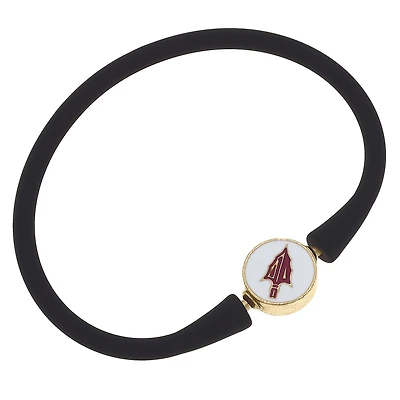 Women' CANVAS Style Florida State Seminoles Enamel Silicone Bali Bracelet