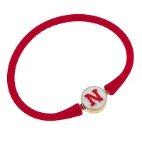 Women' CANVAS Style Nebraska Huskers Enamel Silicone Bali Bracelet
