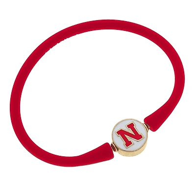 Women' CANVAS Style Nebraska Huskers Enamel Silicone Bali Bracelet