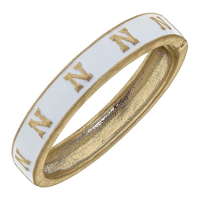 Women' CANVAS Style Nebraska Huskers Enamel Logo Hinge Bangle