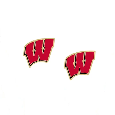 Women' CANVAS Style Wisconsin Badgers Enamel Stud Earrings