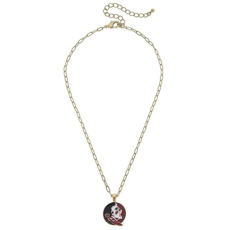 Women' CANVAS Style Florida State Seminoles Enamel Pendant Necklace