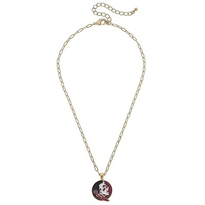 Women' CANVAS Style Florida State Seminoles Enamel Pendant Necklace