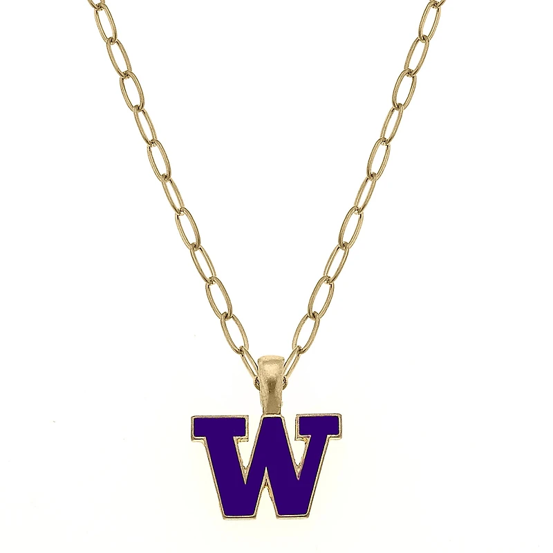 Women' CANVAS Style Washington Huskies Enamel Pendant Necklace