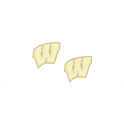 Women' CANVAS Style Wisconsin Badgers 24K Gold Plated Stud Earrings