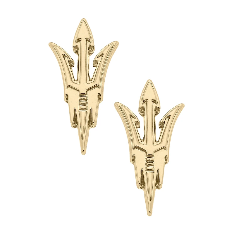 Women' CANVAS Style Arizona State Sun Devils 24K Gold Plated Stud Earrings