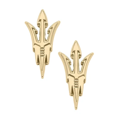 Women' CANVAS Style Arizona State Sun Devils 24K Gold Plated Stud Earrings