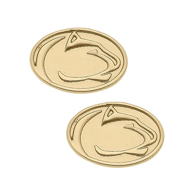 Women' CANVAS Style Penn State Nittany Lions 24K Gold Plated Stud Earrings