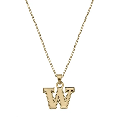 Women's CANVAS Style Washington Huskies Gold Plated Pendant Necklace