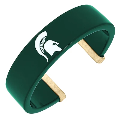 Women' CANVAS Style Michigan State Spartans Resin Logo Cuff Bracelet
