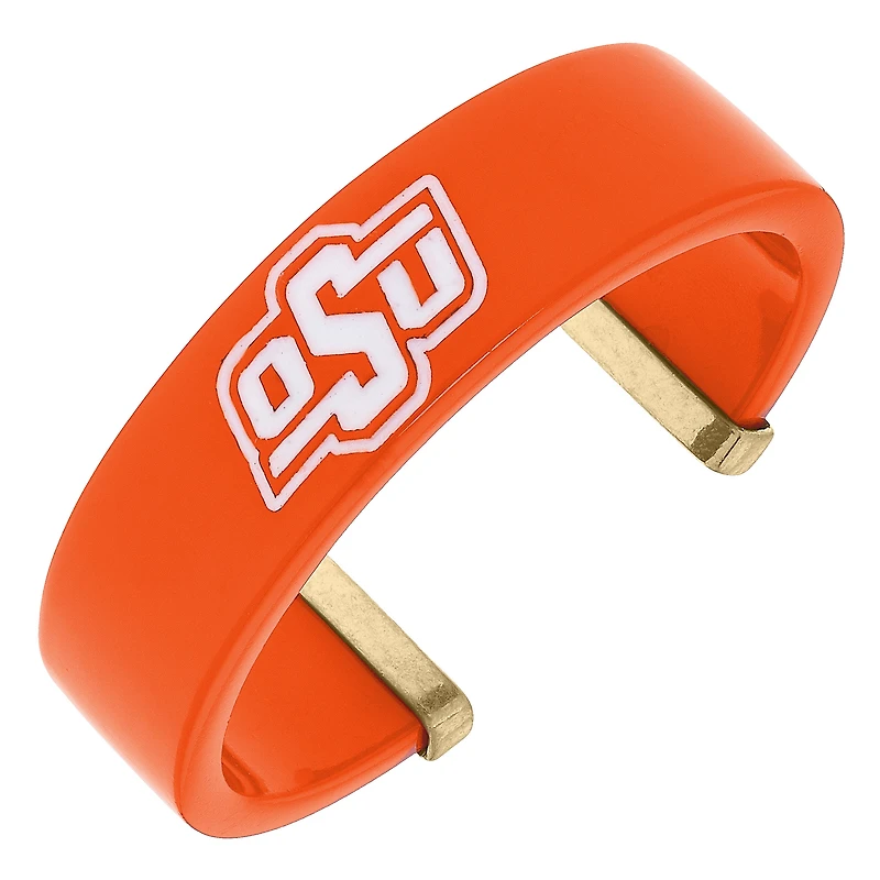 Women' CANVAS Style Oklahoma State Cowboys Resin Logo Cuff Bracelet