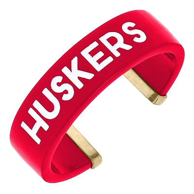 Women' CANVAS Style Nebraska Huskers Resin Logo Cuff Bracelet
