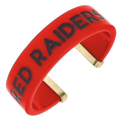 Women' CANVAS Style Texas Tech Red Raiders Resin Logo Cuff Bracelet