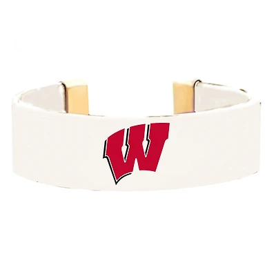 Women' CANVAS Style Wisconsin Badgers Resin Logo Cuff Bracelet