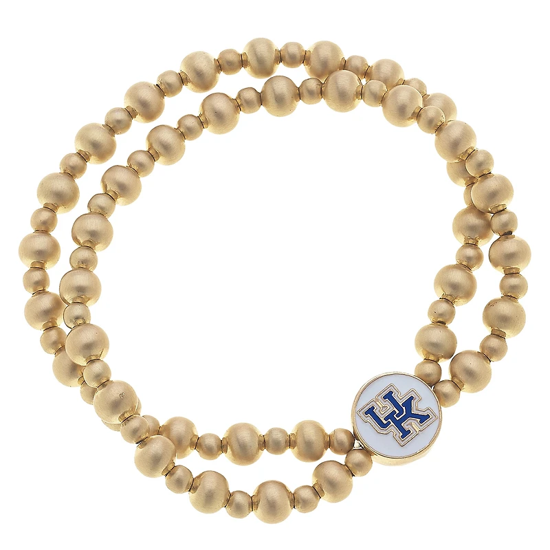 Women' CANVAS Style Kentucky Wildcats Two-Row Ball Bead Stretch Bracelet