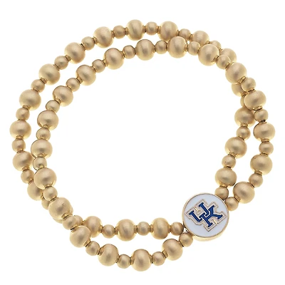 Women' CANVAS Style Kentucky Wildcats Two-Row Ball Bead Stretch Bracelet
