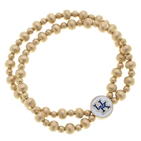 Women' CANVAS Style Kentucky Wildcats Two-Row Ball Bead Stretch Bracelet