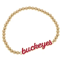 Women' CANVAS Style Ohio State Buckeyes Enamel Script Ball Bead Stretch Bracelet