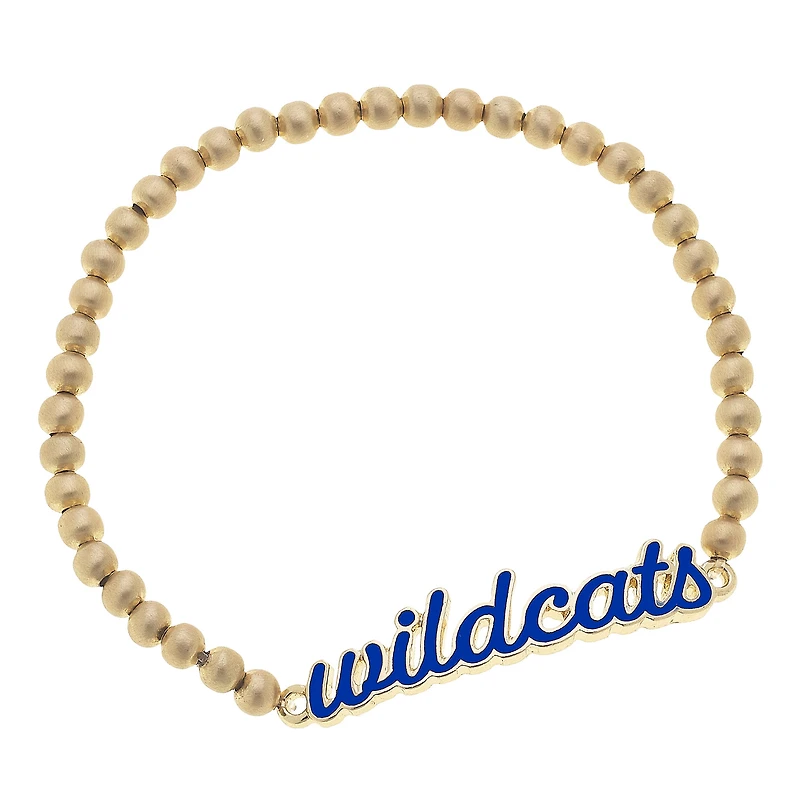Women' CANVAS Style Kentucky Wildcats Enamel Script Ball Bead Stretch Bracelet