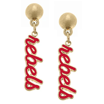 Women' CANVAS Style Ole Miss Rebels Enamel Script Drop Earring