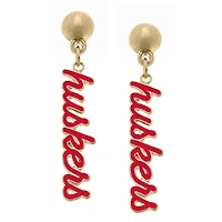Women' CANVAS Style Nebraska Huskers Enamel Script Drop Earring