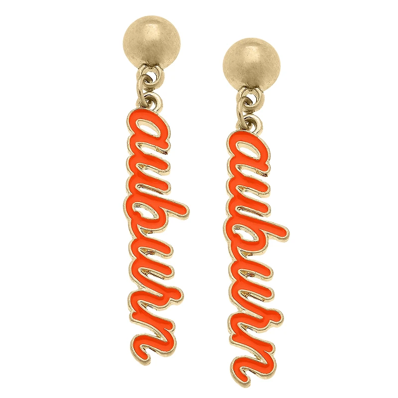 Women' CANVAS Style Auburn Tigers Enamel Script Drop Earring