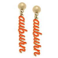 Women' CANVAS Style Auburn Tigers Enamel Script Drop Earring