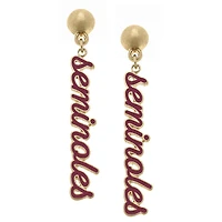 Women' CANVAS Style Florida State Seminoles Enamel Script Drop Earring
