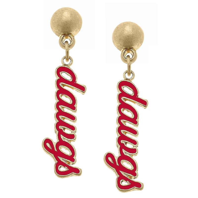 Women' CANVAS Style Georgia Bulldogs Enamel Script Drop Earring