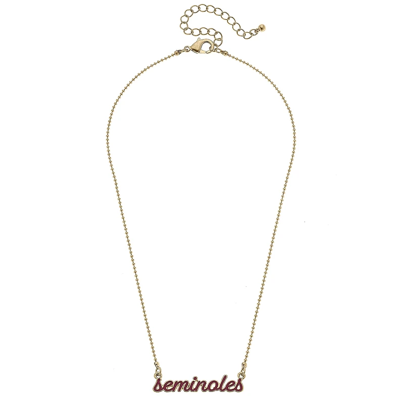 Women' CANVAS Style Florida State Seminoles Enamel Script Necklace